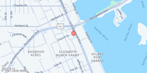 Map showing Grace Episcopal Church at 4110 South Ridgewood Ave., Port Orange, FL