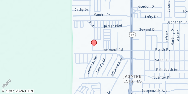 Map showing Gulfview Grace Brethern Church at 6639 Hammock Road, Port Richey, FL