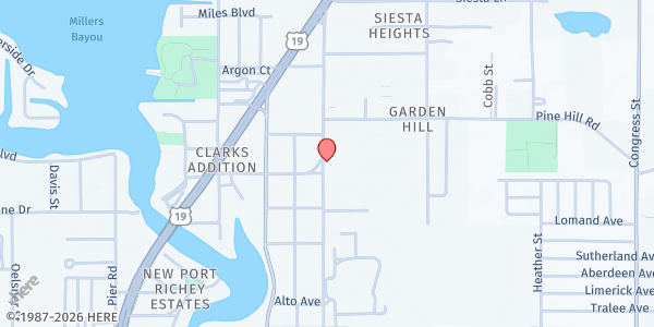 Map showing Saint Vincent dePaul St. James at 8400 Monarch Drive, Port Richey, FL