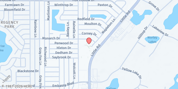 Map showing SVDP St. James the Apostle Catholic Church at 8400 Monarch Dr, Port Richey, FL