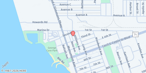 Map showing Two Fish Food Market at 212 Williams Ave, Port Saint Joe, FL