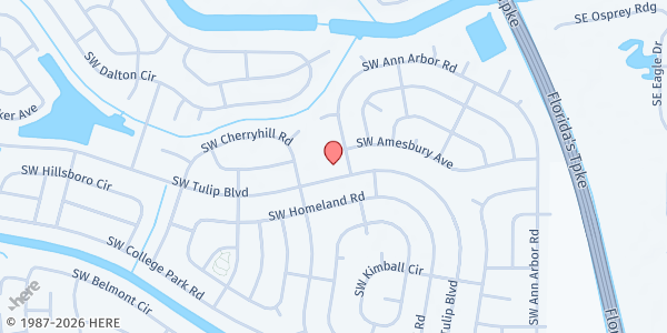 Map showing First Seventh Day Adventist Church at 320 SW Tulip Blvd, Port St. Lucie, FL