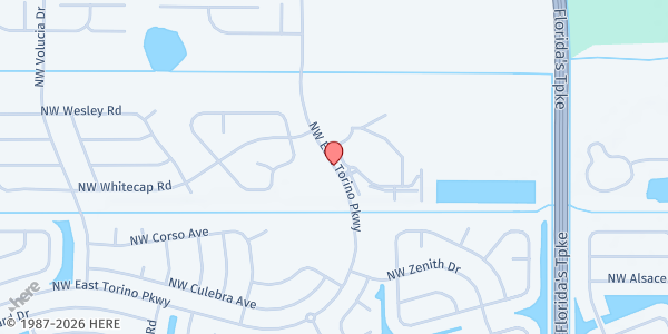 Map showing Grace Family Church at 6300 NW West Torino Parkway, Port St. Lucie, FL