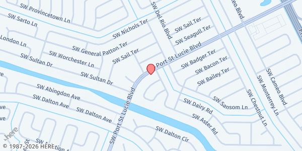 Map showing Omega Baptist Church at 1665 SW Biltmore Street, Port St. Lucie, FL