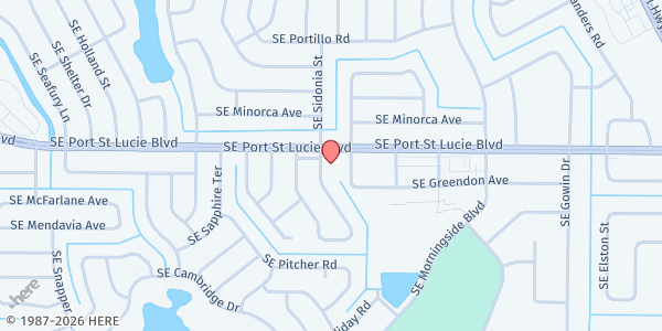 Map showing Sarah's Kitchen - First Congregational Church at 2401 SE Sidonia Street, Port St. Lucie, FL