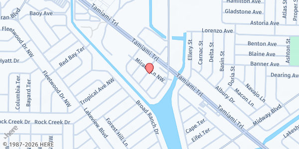 Map showing Mailing Address at 222 Brown St, Punta Gorda, FL