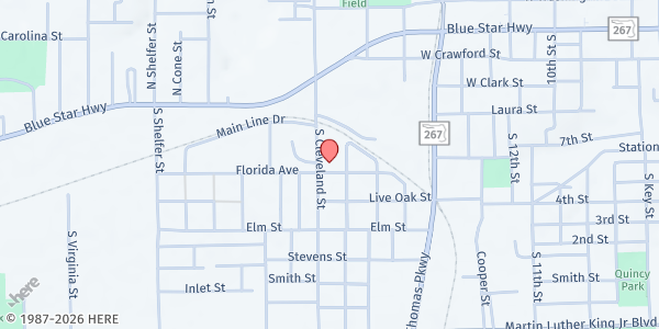 Map showing IAM Fellowship Ministries at 1514 Florida Avenue, Quincy, FL