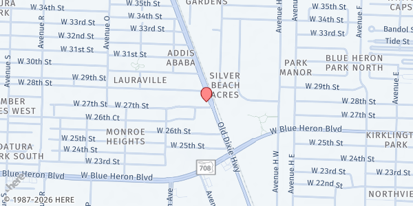 Map showing 1st Studio Arts and Cultural Center at 2701 President Barack Obama Hwy., Riviera Beach, FL
