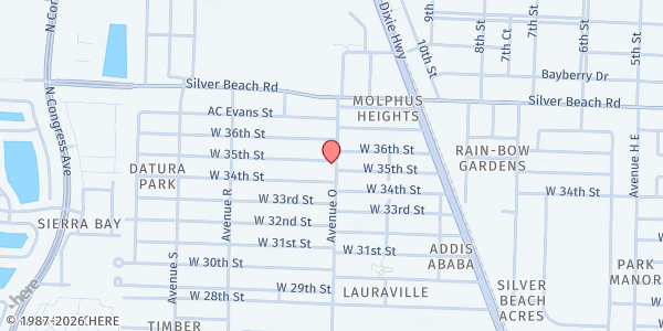 Map showing Faith Deliverance - Riviera Beach at 3437 Ave O, Riviera Beach, FL
