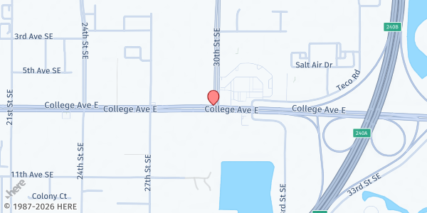 Map showing Children's Board Family Resource Centers - South County Center at 3030 East College Avenue, Ruskin, FL