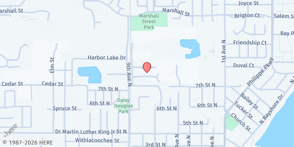 Map showing Macedonia Missionary Baptist Church at 709 Butler Street, Safety Harbor, FL