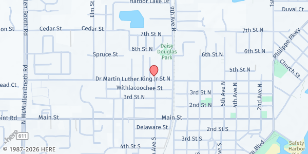 Map showing Mattie Williams NFC at 1003 Dr ML King Jr St. N., Safety Harbor, FL