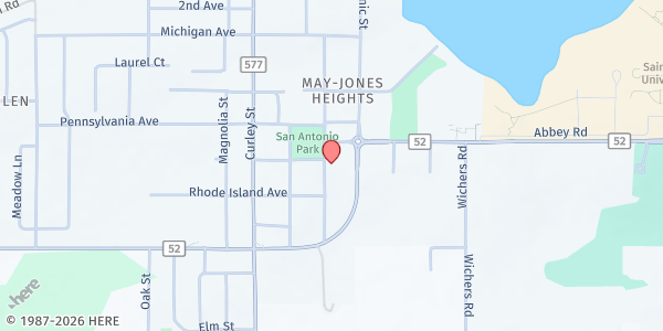 Map showing St. Anthony of Padua Catholic Church at 12144 Joe Hermann Dr., San Antonio, FL