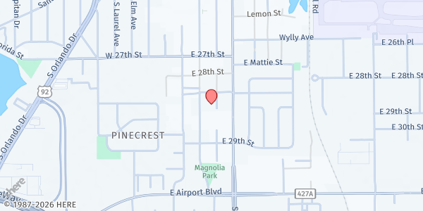 Map showing ANGELS OF MERCY MINISTRIES - ANGELS SECOND CHANCE BOUTIQUE at 2840 South Palmetto Avenue, Sanford, FL