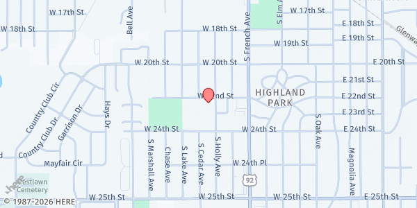 Map showing Daniel's Hope at RiverWalk Church of God at 801 W. 22nd St., Sanford, FL