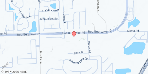 Map showing Iglesia Presbiteriana El Redentor at 6971 Red Bug Lake Road, Sanford, FL