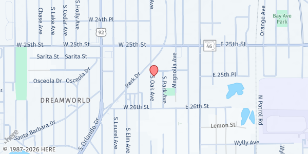 Map showing Lutheran Church of the Redeemer at 2525 S. Oak Ave., Sanford, FL