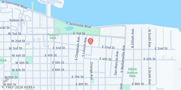 Map showing Mars Hill SDA at 808 E. 2nd St., Sanford, FL