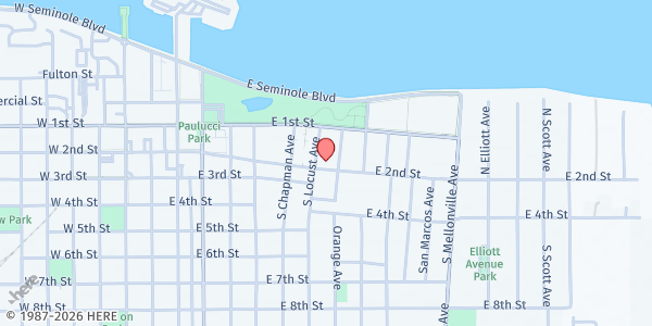 Map showing Mars Hill SDA at 808 E. 2nd St., Sanford, FL