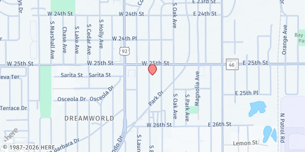Map showing Whole World Gospel Center (COGOP) at 2509 S Elm Avenue, Sanford, FL