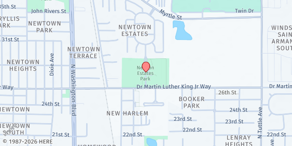 Map showing Boys & Girls Club at Newtown Estates Park at 2800 Newtown Boulevard, Sarasota, FL