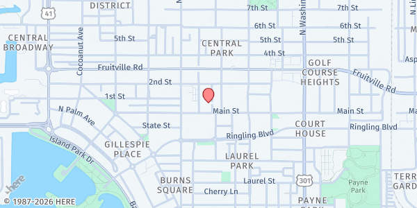 Map showing Caritas Food Pantry at 1661 Main St., Sarasota, FL