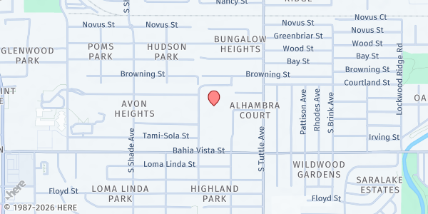 Map showing First Congregational Church at 1031 S. Euclid Ave., Sarasota, FL