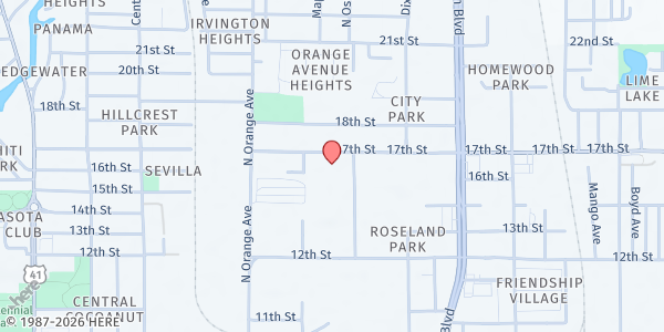 Map showing Glasser/Schoenbaum Human Services Center Drive-Thru Pantry at 1750 17th St., Sarasota, FL