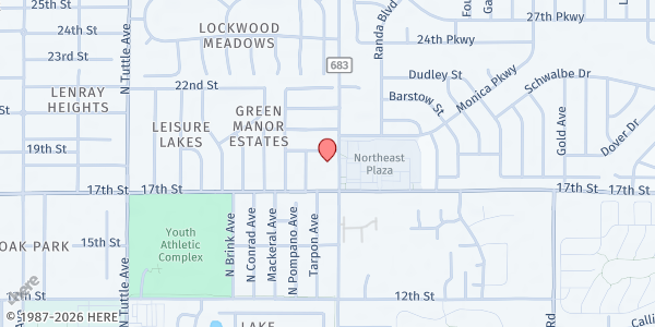 Map showing GraceLife Sarasota Food Pantry at 1801 N. Lockwood Ridge Rd., Sarasota, FL