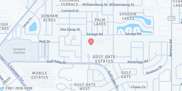 Map showing Gulf Gate Elementary at 6500 S. Lockwood Ridge Rd., Sarasota, FL