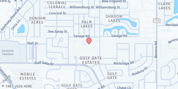 Map showing Gulf Gate Elementary School Drive-Thru Food Pantry at 6500 S. Lockwood Ridge Rd., Sarasota, FL