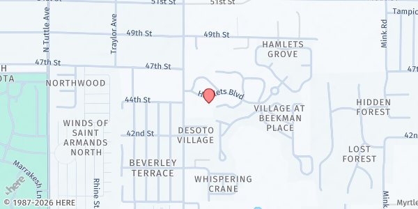 Map showing Islamic Society of Sarasota & Bradenton Food Pantry at 4350 N. Lockwood Ridge Rd., Sarasota, FL