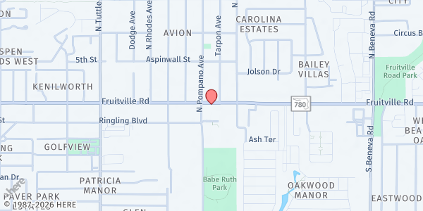 Map showing Lee Wetherington Boys & Girls Club at 3100 Fruitville Road, Sarasota, FL