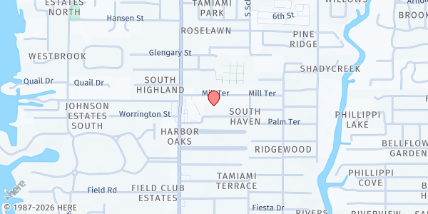 Map showing New Life Worship Center of Sarasota at 2105 Worrington St., Sarasota, FL