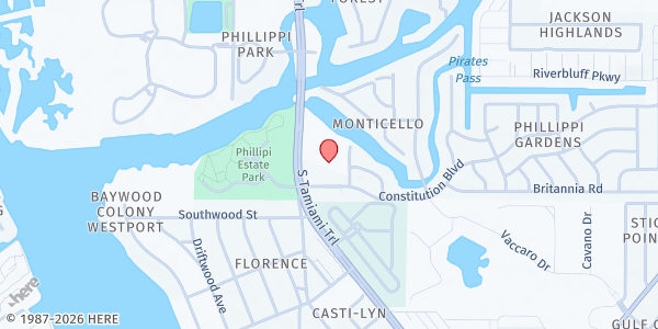 Map showing South Trail Church of Christ at 5601 S. Tamiami Trail, Sarasota, FL