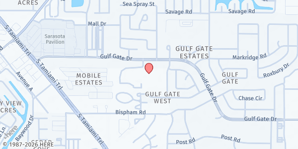 Map showing St. Thomas More Catholic Church - Twelve Baskets Food Pantry at 2506 Gulf Gate Drive, Sarasota, FL