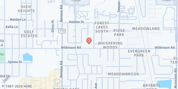 Map showing St. Wilfred Episcopal Church at 3773 Wilkinson Rd., Sarasota, FL