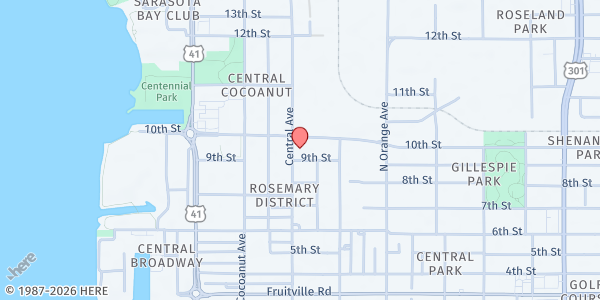Map showing The Salvation Army - Sarasota at 1400 10th St., Sarasota, FL