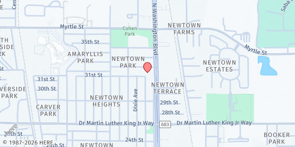 Map showing Truvine Missionary Baptist Church at 1947 31st St., Sarasota, FL