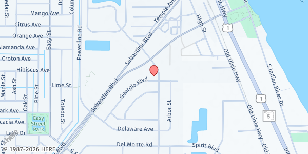 Map showing Church at the Cross at 50 S. Wimbrow Dr., Sebastian, FL