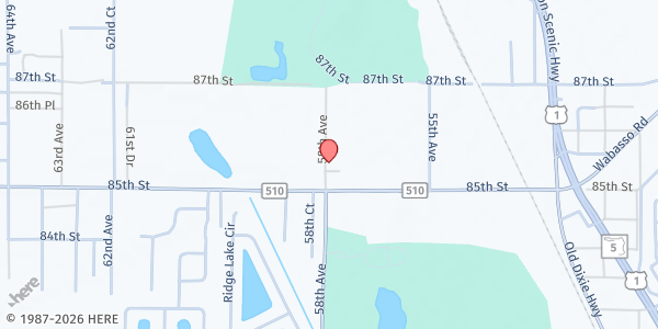 Map showing Church Of God By Faith at 8550 58th Avenue, Sebastian, FL