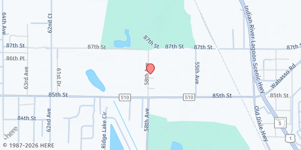 Map showing Church of God By Faith at 8580 58th Ave., Sebastian, FL