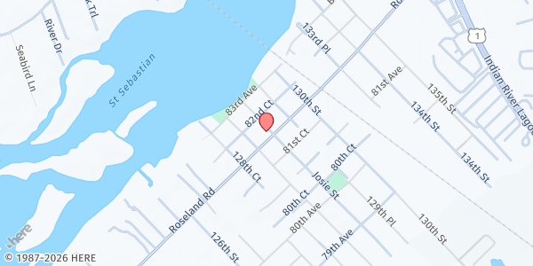 Map showing Roseland Ecumenical Food Pantry at 8205 129th Court, Sebastian, FL