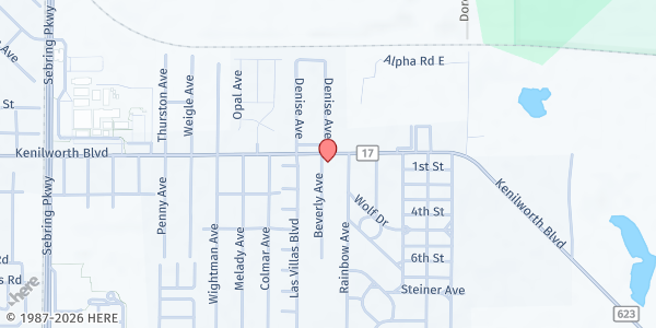 Map showing Assembly Church at 4301 Kenilworth Blvd., Sebring, FL