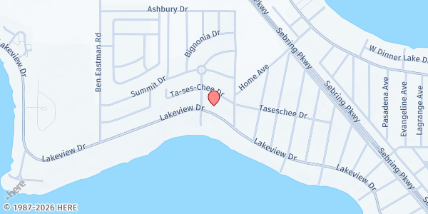 Map showing Faith Lutheran Church at 2740 Lakeview Dr, Sebring, FL