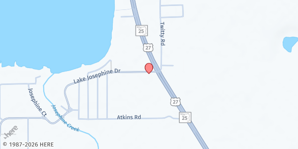 Map showing First Baptist Church of Lake Josephine at 111 Lake Josephine Dr., Sebring, FL