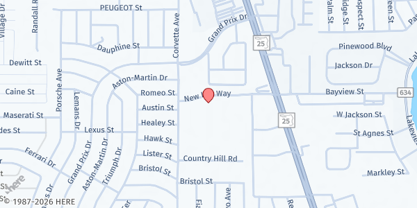 Map showing Highlands Community Church at 3005 New Life Way, Sebring, FL
