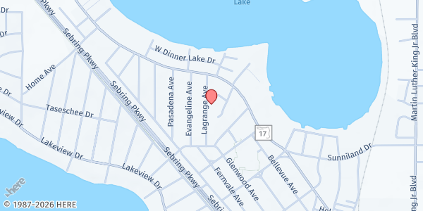 Map showing Parkway Freewill Baptist at 1702 Lagrange Ave., Sebring, FL