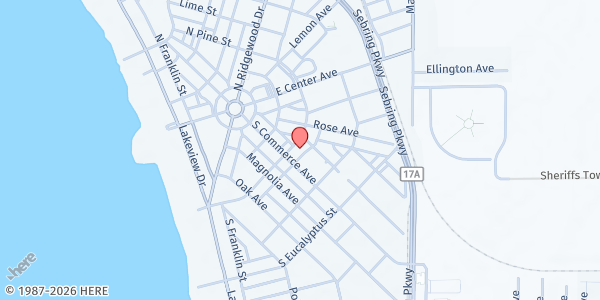 Map showing Sebring Church of the Nazarene at 420 S. Pine St., Sebring, FL