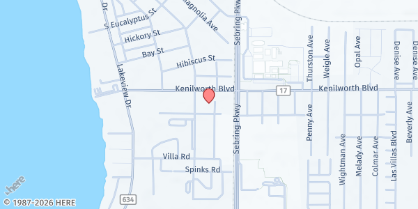 Map showing The Salvation Army of Heighlands County at 3135 Kenilworth Blvd, Sebring, FL